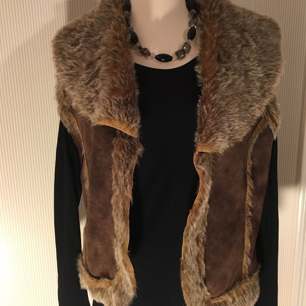 Faux Suede and Fur Vest